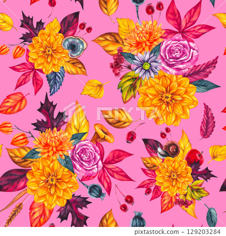 Autumn Watercolor Set Hand Drawn Watercolor Autumn Watercolor Set Hand Drawn Watercolor 129203284