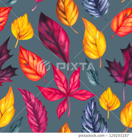 Autumn Watercolor Set Hand Drawn Watercolor 129203287