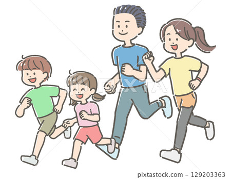 家庭慢跑的插圖 129203363