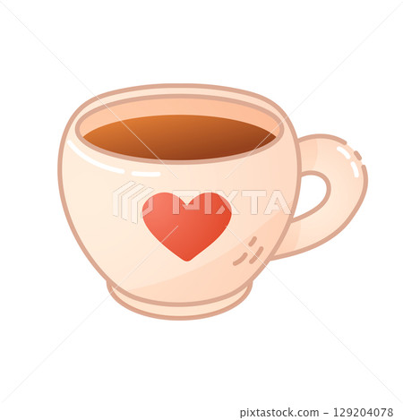 Cute tea mug with heart for cozy designs 129204078