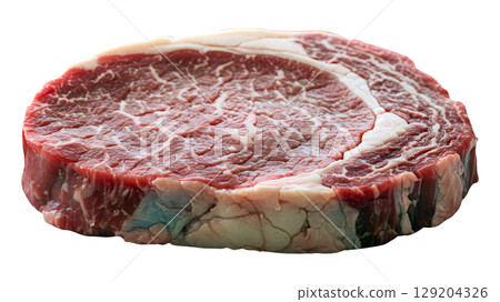 Fresh raw beef steak cuts with beautiful marbling ready for gourmet cooking. 129204326