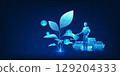 AI robot watering a tree that grows money, symbolizing smart investment with artificial intelligence, data-driven decision making, and financial return optimization 129204333