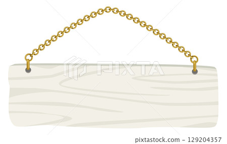 Simple wooden hanging sign vector material | Store and guide illustration | Birch style 129204357