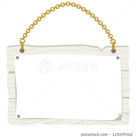 Simple wooden hanging sign vector material | Store and guide illustration | Birch style 129204362