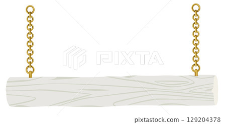 Simple wooden hanging sign vector material | Store and guide illustration | Birch style 129204378