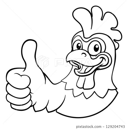 Chicken Cartoon Rooster Cockerel Bird Mascot 129204743