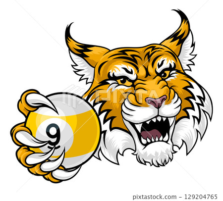 Wildcat Bobcat Lynx 9 Ball Nine Ball Pool Mascot Wildcat Bobcat Lynx 9 Ball Nine Ball Pool Mascot 129204765