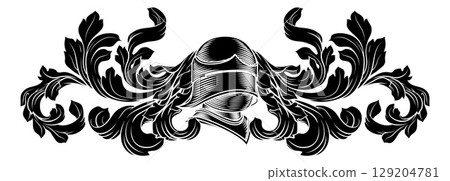 Coat of Arms Crest Knight Helmet Heraldry Design 129204781