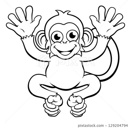 Monkey Cartoon Character Animal Illustration Monkey Cartoon Character Animal Illustration 129204794