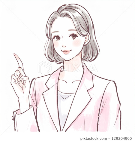 一位女士指點和解釋的簡單插圖 129204900