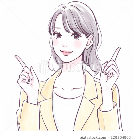 一位女士指點和解釋的簡單插圖 一位女士指點和解釋的簡單插圖 129204903