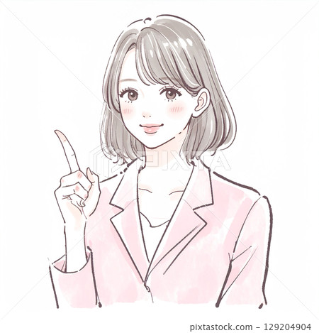 一位女士指點和解釋的簡單插圖 129204904