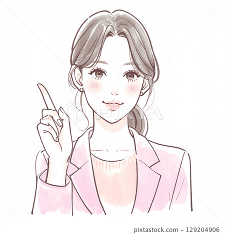 一位女士指點和解釋的簡單插圖 129204906