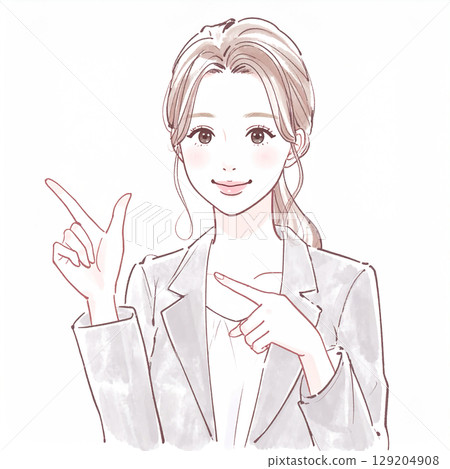 一位女士指點和解釋的簡單插圖 129204908