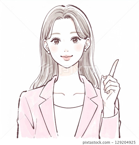 一位女士指點和解釋的簡單插圖 一位女士指點和解釋的簡單插圖 129204925