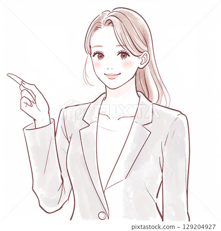 一位女士指點和解釋的簡單插圖 129204927