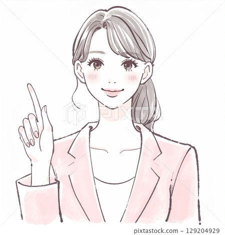 一位女士指點和解釋的簡單插圖 129204929