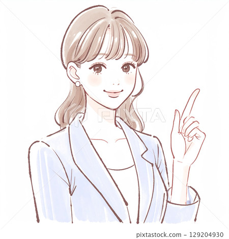 一位女士指點和解釋的簡單插圖 129204930