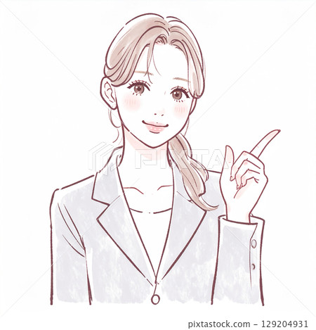 一位女士指點和解釋的簡單插圖 一位女士指點和解釋的簡單插圖 129204931