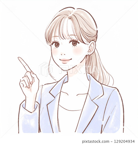 一位女士指點和解釋的簡單插圖 129204934