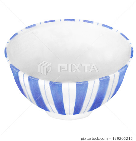 Illustration of a blue striped bowl Illustration of a blue striped bowl 129205215