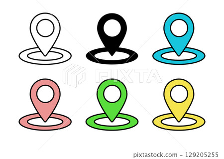 Map pin icon set with main lines 129205255