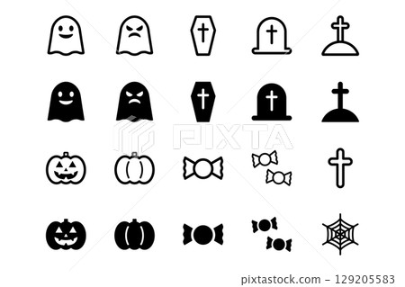 Halloween icon illustration set Halloween icon illustration set 129205583