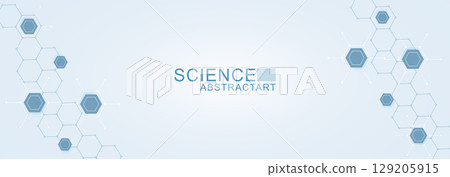 Health care abstract background with lines, dots and hexagons. Medical innovation banner template concept. illustration. 129205915