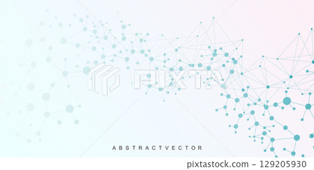 Structure molecule and communication Dna, atom, neurons. Science concept for your design. Connected lines with dots. Medical, technology, chemistry, science background. illustration. 129205930