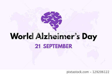 World Alzheimer Day awareness banner with brain icon and purple ribbon. Concept of memory loss, elderly care, and dementia prevention in medical flat design. Vector illustration. World Alzheimer Day awareness banner with brain icon and purple ribbon. Concept of memory loss, elderly care, and dementia prevention in medical flat design. Vector illustration. 129206122