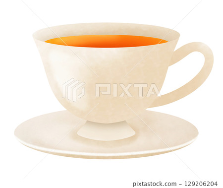 圖：盛滿茶的茶杯和茶碟 129206204