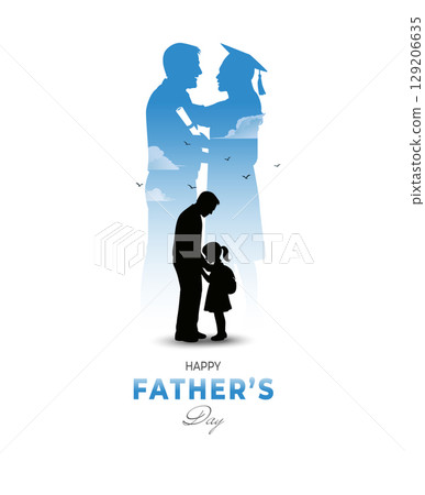 Vector illustration of father and daughter with future vision of graduation 129206635