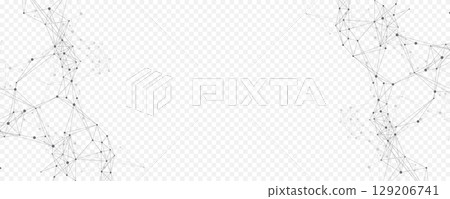 Abstract tech network connection dots. Digital technology and big data analysis background. White background with plexus lines. Geometric background with abstract mesh Abstract tech network connection dots. Digital technology and big data analysis background. White background with plexus lines. Geometric background with abstract mesh 129206741