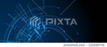 Digital abstract futuristic technology and science display background 129206749