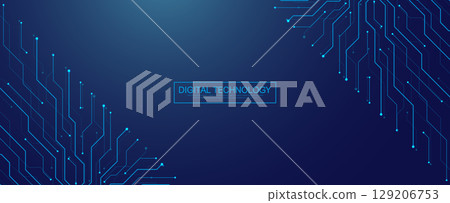 Motherboard technology circuit board texture design. Creative idea AI banner concept for internet technology. Digital motherboard concept for poster, cover, banner, header, web presentation template. 129206753