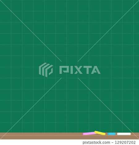 Green square blackboard and chalk - Simple and cute grid text space, frame, and background material 129207202