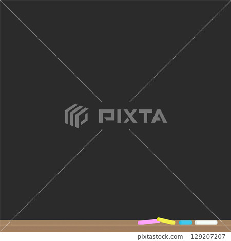 Square black chalkboard and chalk background material - simple and cute text space, decorative frame, banner 129207207