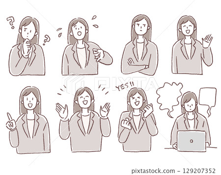 Women in suits, office workers, Women in suits, office workers, 129207352