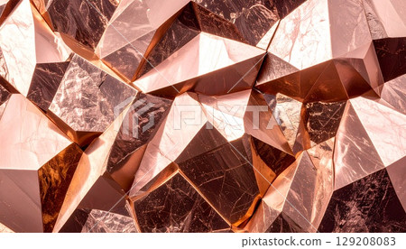 玫瑰金與銅礦物紋理 | 奢華的抽象背景 129208083