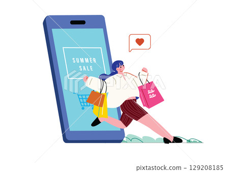 女人享受在線購物 女人享受在線購物 129208185