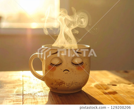 Steaming Sadness in a Mug 129208206