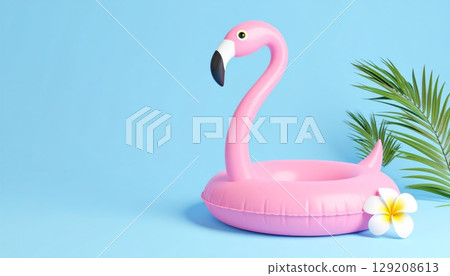 A pink flamingo couple in love, creating a beautiful silhouette with hearts on a clean white background A pink flamingo couple in love, creating a beautiful silhouette with hearts on a clean white background 129208613