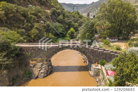 Medieval Sanahin Bridge crossing Debed River in Armenia 129208683