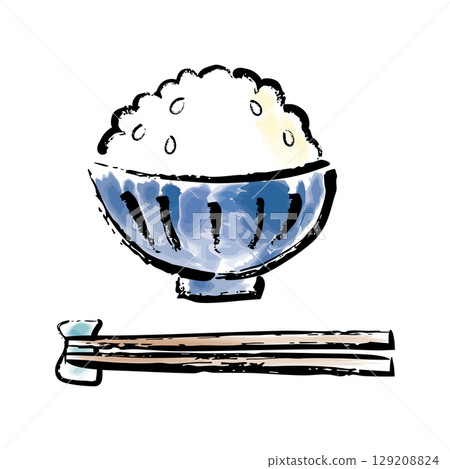 手繪水彩風格的白飯插圖 手繪水彩風格的白飯插圖 129208824