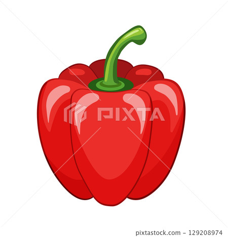 Hand drawn pepper illustration. Red bell pepper. Farmer s market product. Paprika icon. Hand drawn pepper illustration. Red bell pepper. Farmer s market product. Paprika icon. 129208974