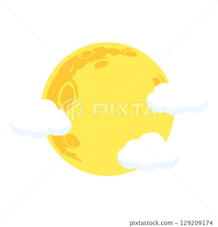 Cartoon Moon with Clouds Illustration Cartoon Moon with Clouds Illustration 129209174