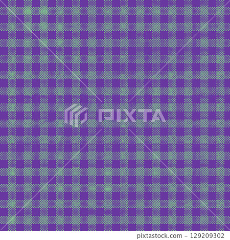 Halftone purple and green gingham check background illustration 129209302