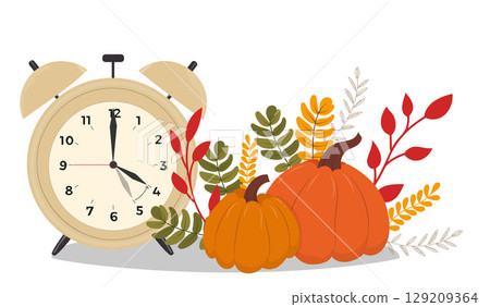 Change your clocks. alarm with pumpkins. Change your clocks. alarm with pumpkins. 129209364