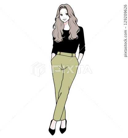 Simple line female illustration 129209626