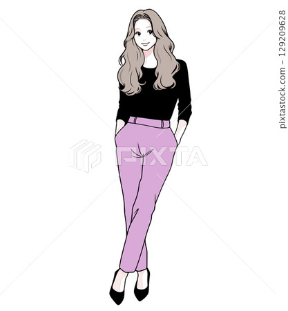Simple line female illustration 129209628